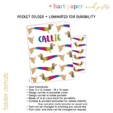 Dachshund Dog Doxie Rainbow Personalized 2-Pocket Folder