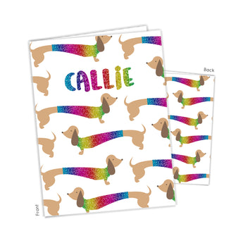 Dachshund Dog Doxie Rainbow Personalized 2-Pocket Folder