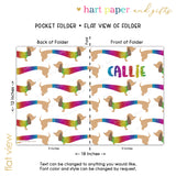 Dachshund Dog Doxie Rainbow Personalized 2-Pocket Folder