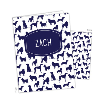 Navy Blue Dogs Puppy Personalized 2-Pocket Folder