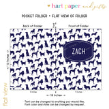 Navy Blue Dogs Puppy Personalized 2-Pocket Folder