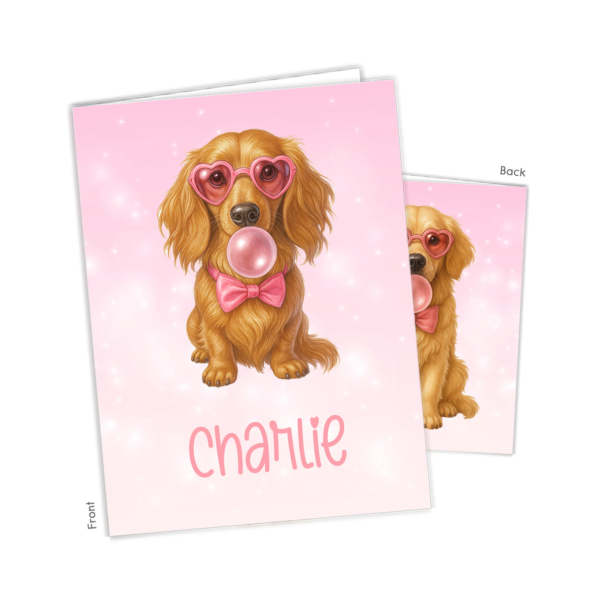 Pink Dog Puppies Personalized Custom 2-Pocket Folder • School Office Supplies