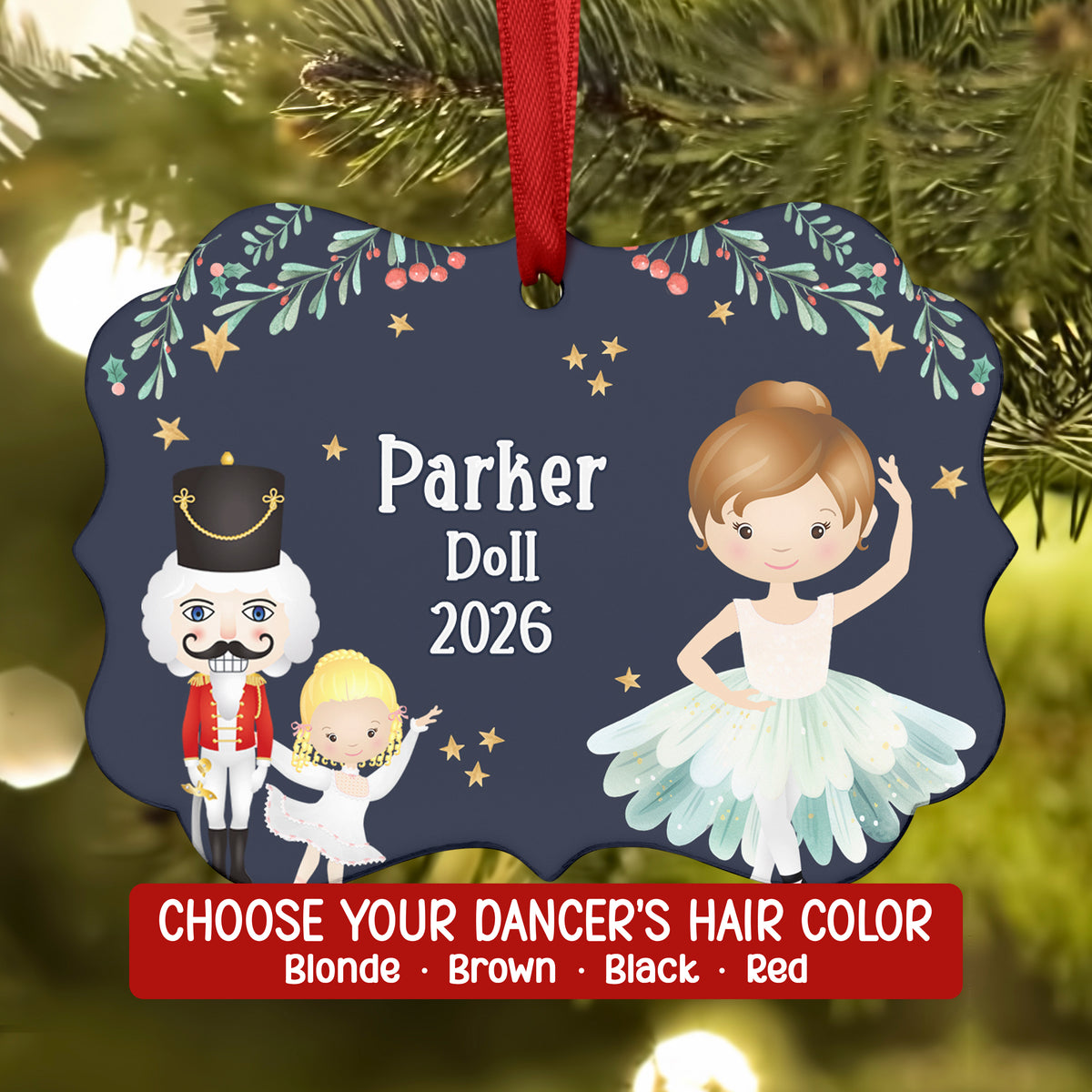 Doll Columbine Dew Drop Fairy • Nutcracker Christmas Ornament Personalized Custom Holiday Decor Gift Boy Girl Ballerina Ballet