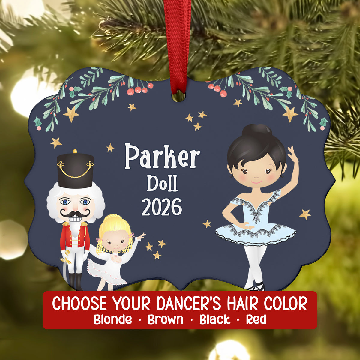 Doll Pink Columbine Dew Drop Fairy Blue • Nutcracker Christmas Ornament Personalized Custom Holiday Decor Gift Boy Girl Ballerina Ballet