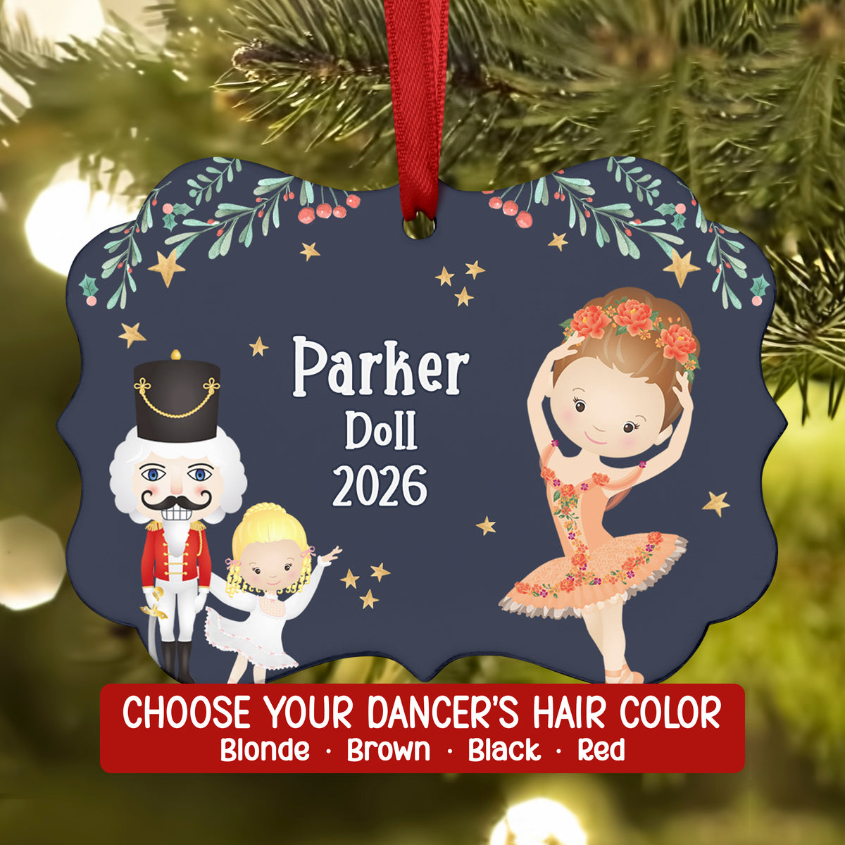 Doll Columbine Dew Drop Fairy • Nutcracker Christmas Ornament Personalized Custom Holiday Decor Gift Boy Girl Ballerina Ballet
