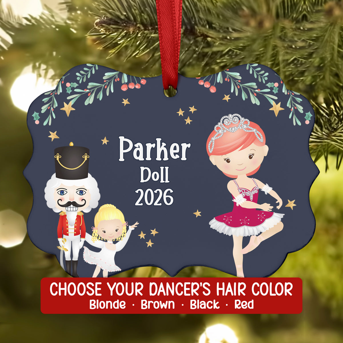 Doll Pink Columbine Dew Drop Fairy • Nutcracker Christmas Ornament Personalized Custom Holiday Decor Gift Boy Girl Ballerina Ballet