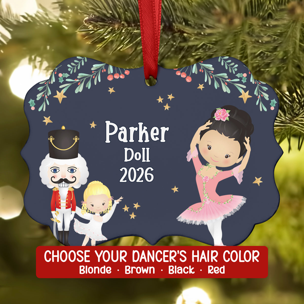 Doll Pink Columbine Dew Drop Fairy Pink • Nutcracker Christmas Ornament Personalized Custom Holiday Decor Gift Boy Girl Ballerina Ballet