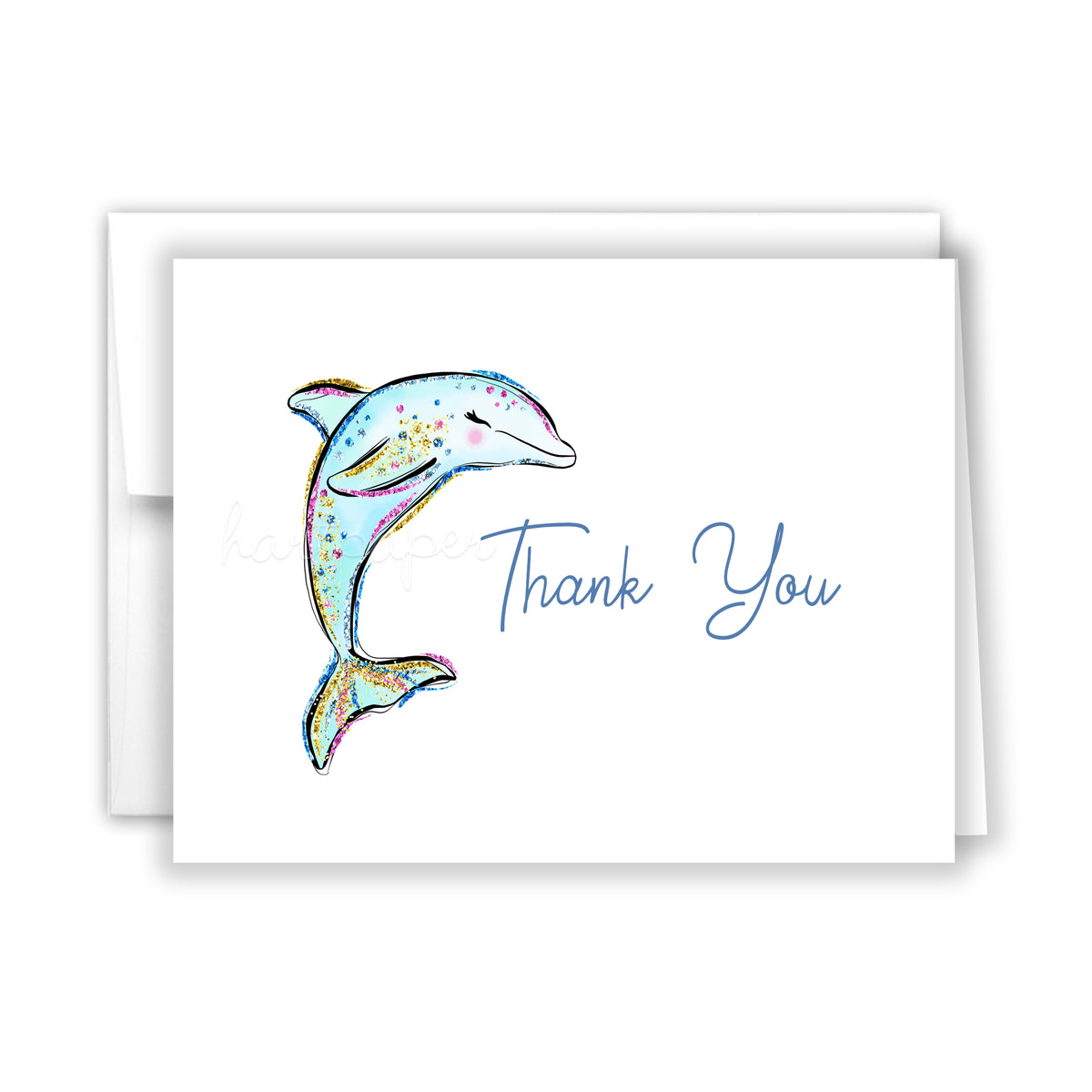 Dolphin Thank You Cards Note Card Personalized Custom Stationery • Flat or Folded