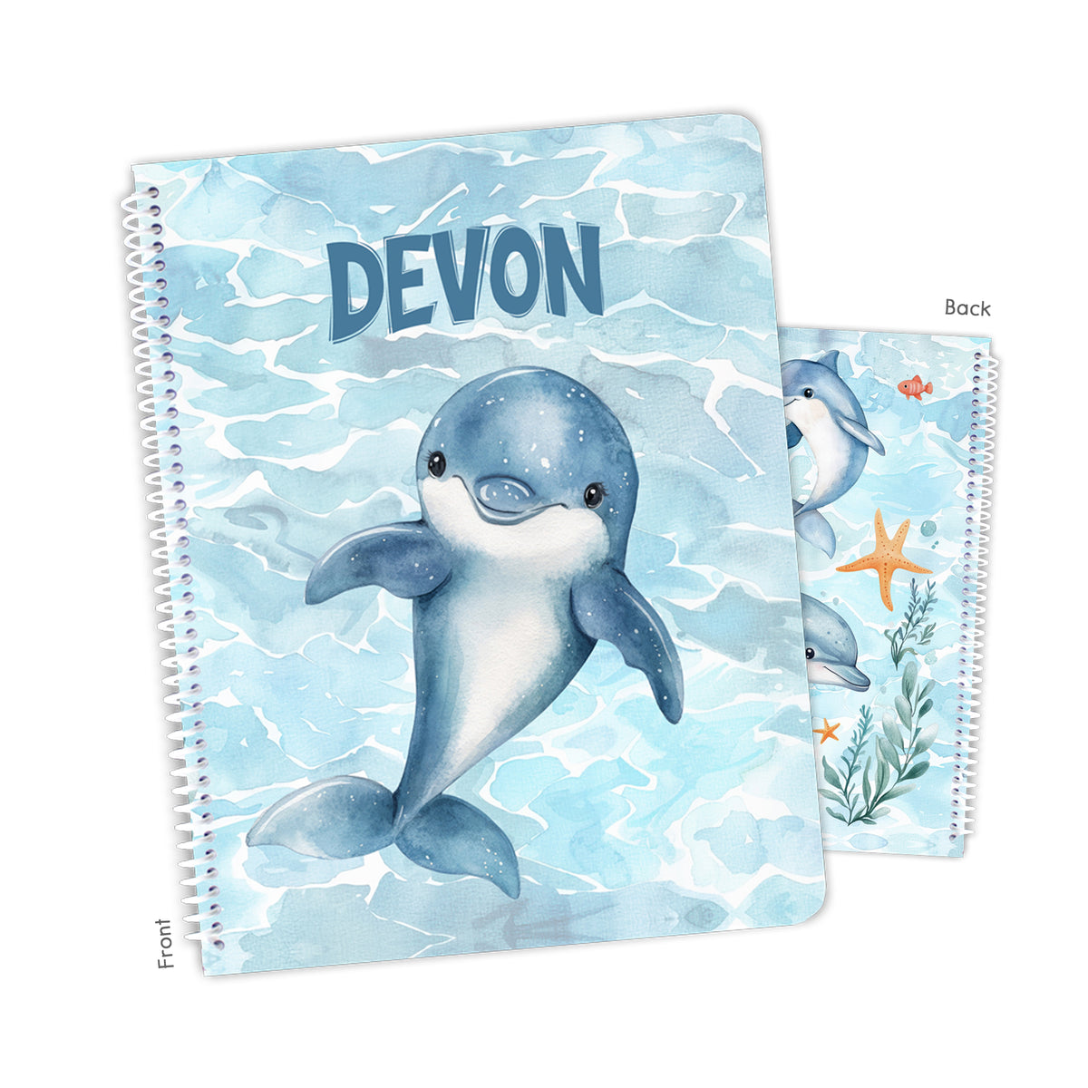 Dolphin Personalized Custom Notebook or Sketchbook • School Office Supplies