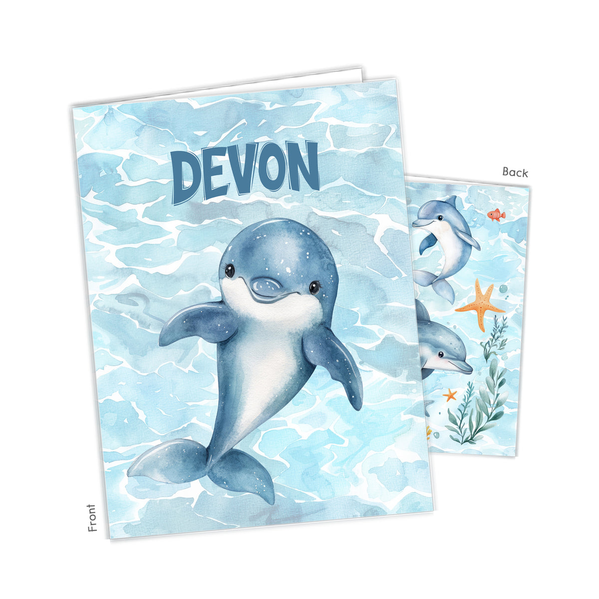 Dolphin Personalized Custom 2-Pocket Folder • School Office Supplies
