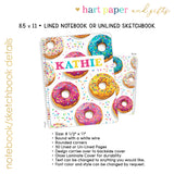 Donuts Personalized Notebook or Sketchbook