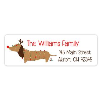 Dachshund Dog Holiday Return Address Labels • Self Adhesive Stickers
