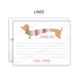Dachshund Dog Thank You Note Card Stationery • Fill in Blank, Lined or Blank Cards
