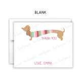 Dachshund Dog Thank You Note Card Stationery • Fill in Blank, Lined or Blank Cards