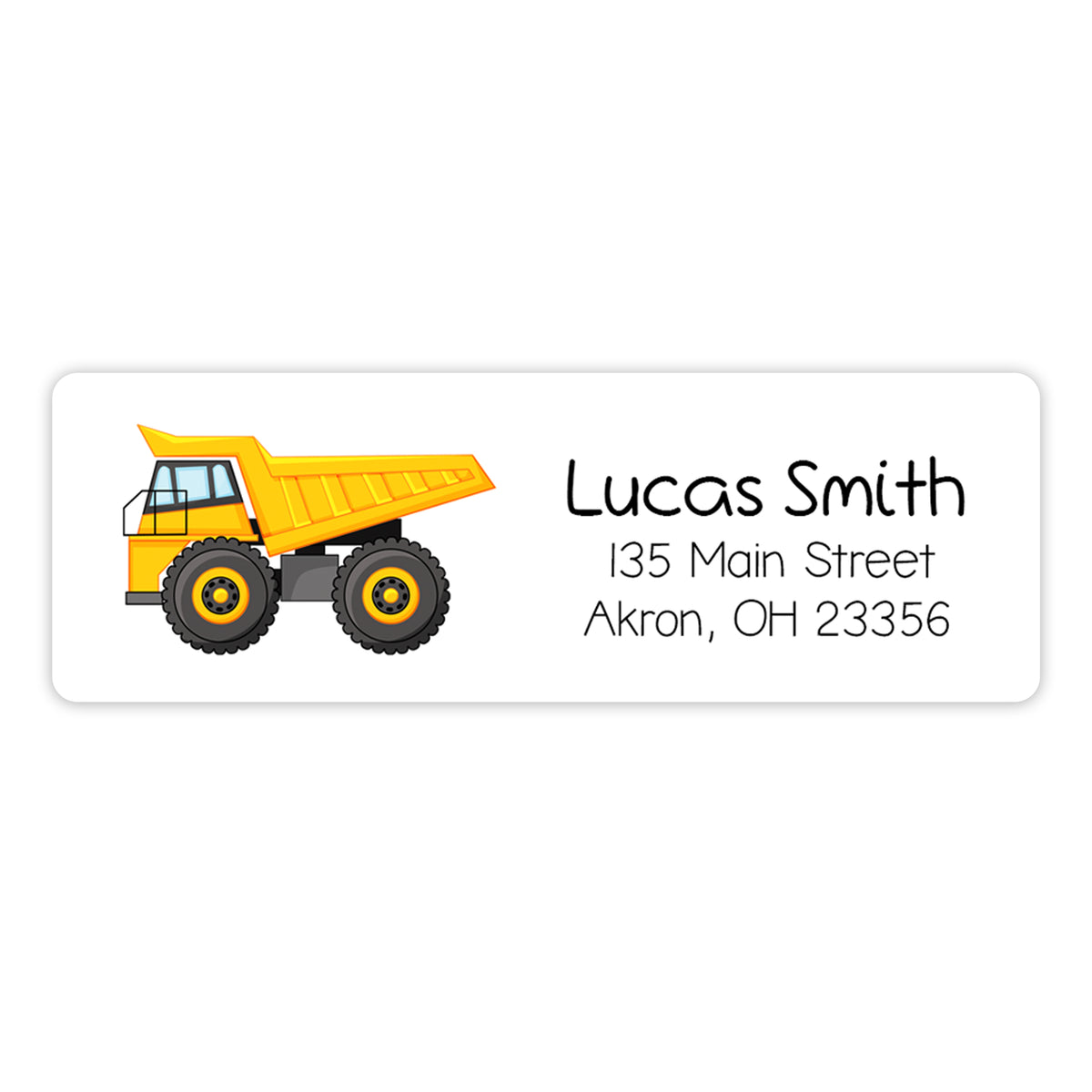 Dump Truck Construction Return Address Labels Personalized Custom • Self Adhesive Stickers