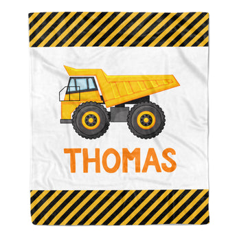 Dump Truck Construction Minky Blanket Personalized Custom