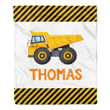 Dump Truck Construction Minky Blanket Personalized Custom
