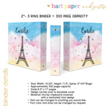 Eiffel Tower Personalized 2" 3 Ring Binder