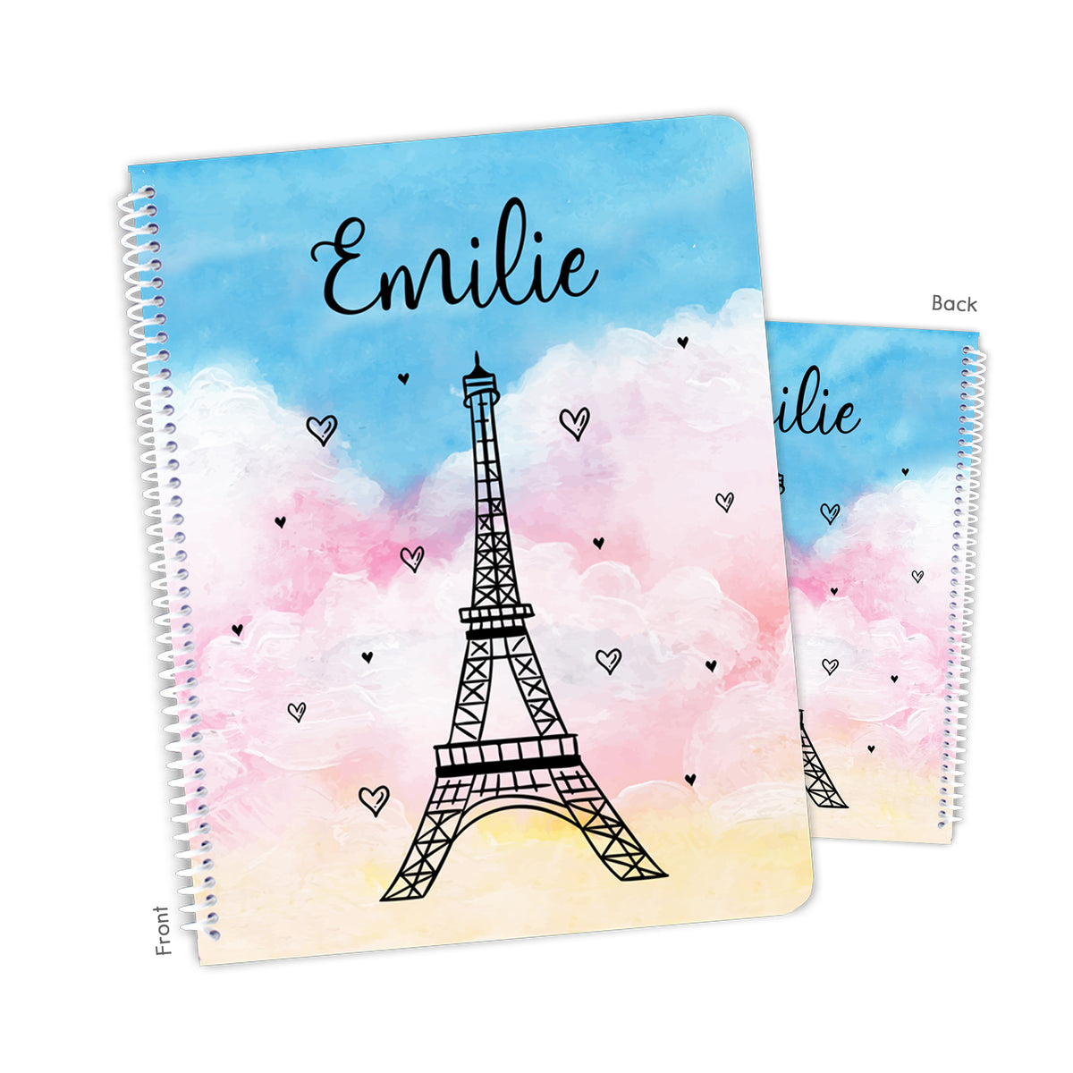 Eiffel Tower Personalized Custom Notebook or Sketchbook • School Office Supplies