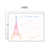 Eiffel Tower Thank You Note Card Stationery • Fill in Blank, Lined or Blank Cards