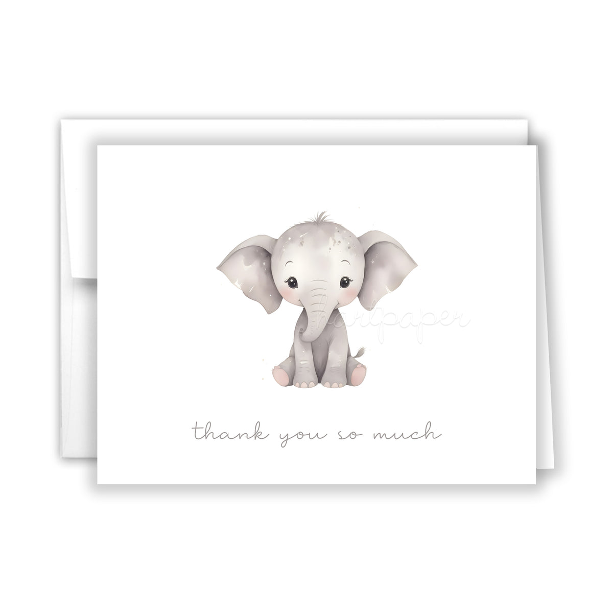 Elephant Thank You Cards Note Card Personalized Custom Stationery • Flat or Folded