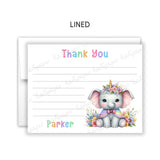 Elephant Thank You Note Card Stationery • Fill in Blank, Lined or Blank Cards