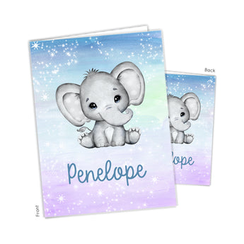 Elephant Rainbow Personalized 2-Pocket Folder