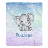 Elephant Rainbow Minky Blanket Personalized Custom