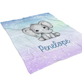 Elephant Rainbow Minky Blanket Personalized Custom