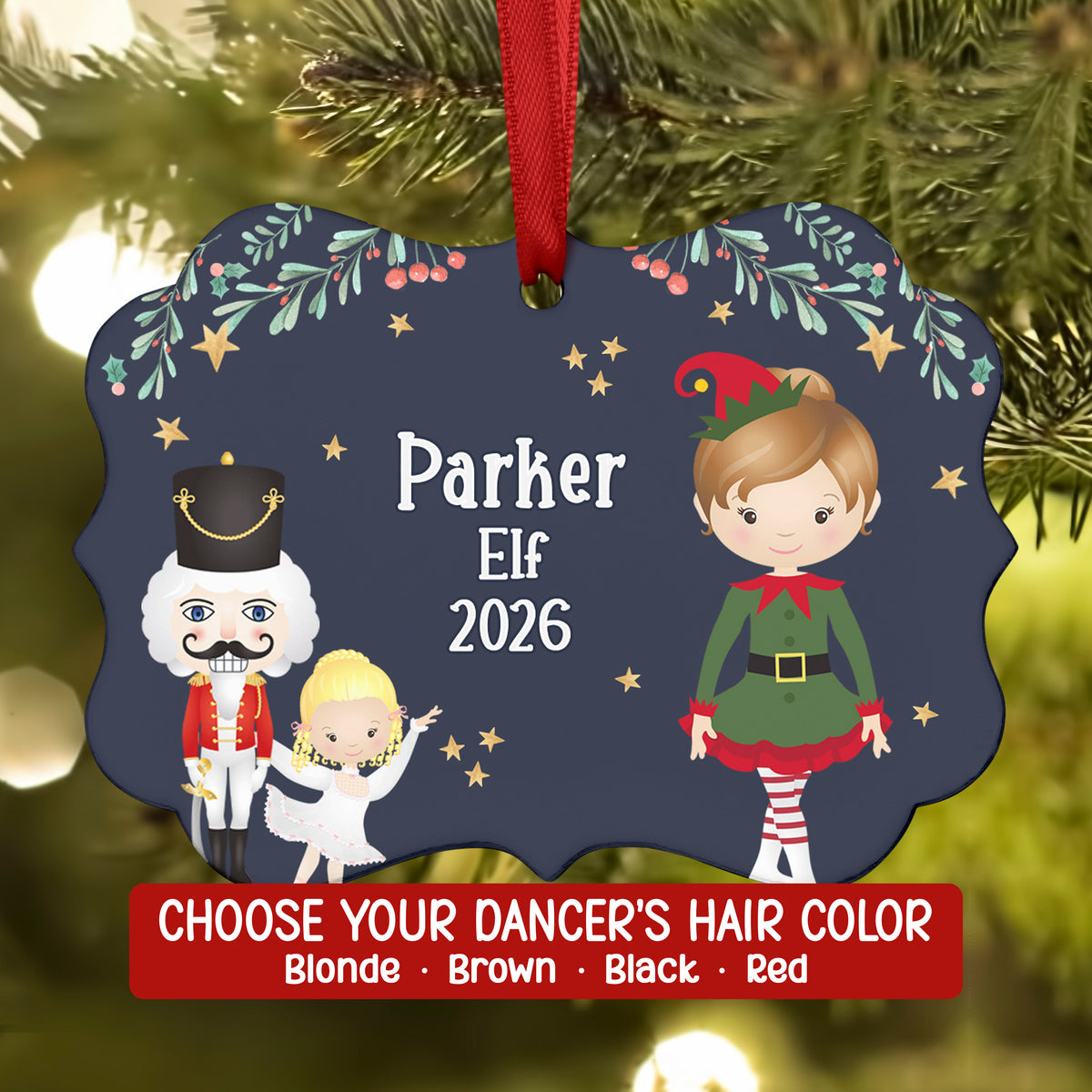 Elf • Nutcracker Christmas Ornament Personalized Custom Holiday Decor Gift Boy Girl Ballerina Ballet