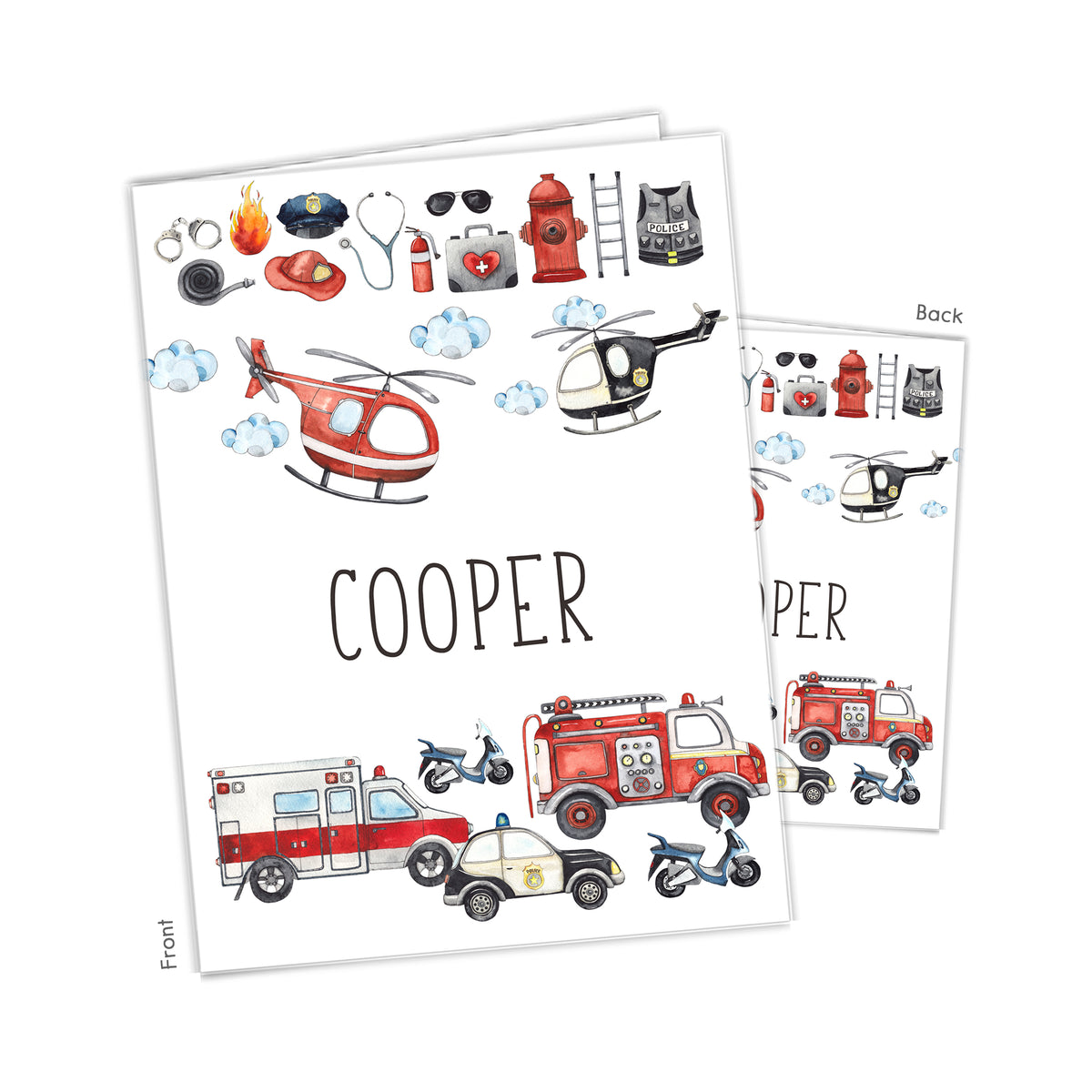 Emergency Police Fire Personalized Custom 2-Pocket Folder • School Office Supplies
