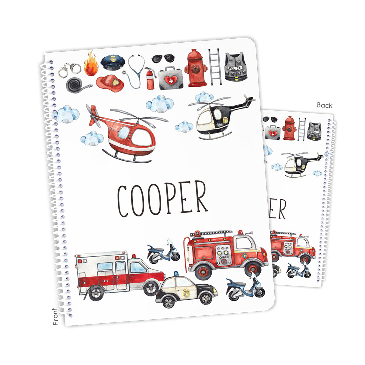 Emergency Police Fire Personalized Custom Notebook or Sketchbook • School Office Supplies