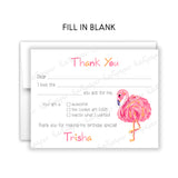 Pink Flamingo Thank You Note Card Stationery • Fill in Blank, Lined or Blank Cards