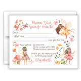 Fairy Thank You Note Card Stationery • Fill in Blank, Lined or Blank Cards