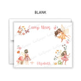 Fairy Camp News Summer Camping Note Cards Stationery • Fill in Blank, Lined or Blank Cards