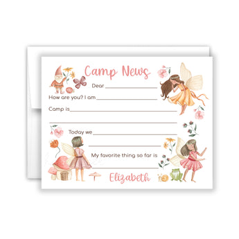 Fairy Camp News Summer Camping Note Cards Stationery • Fill in Blank, Lined or Blank Cards