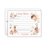 Fairy Camp News Summer Camping Note Cards Stationery • Fill in Blank, Lined or Blank Cards