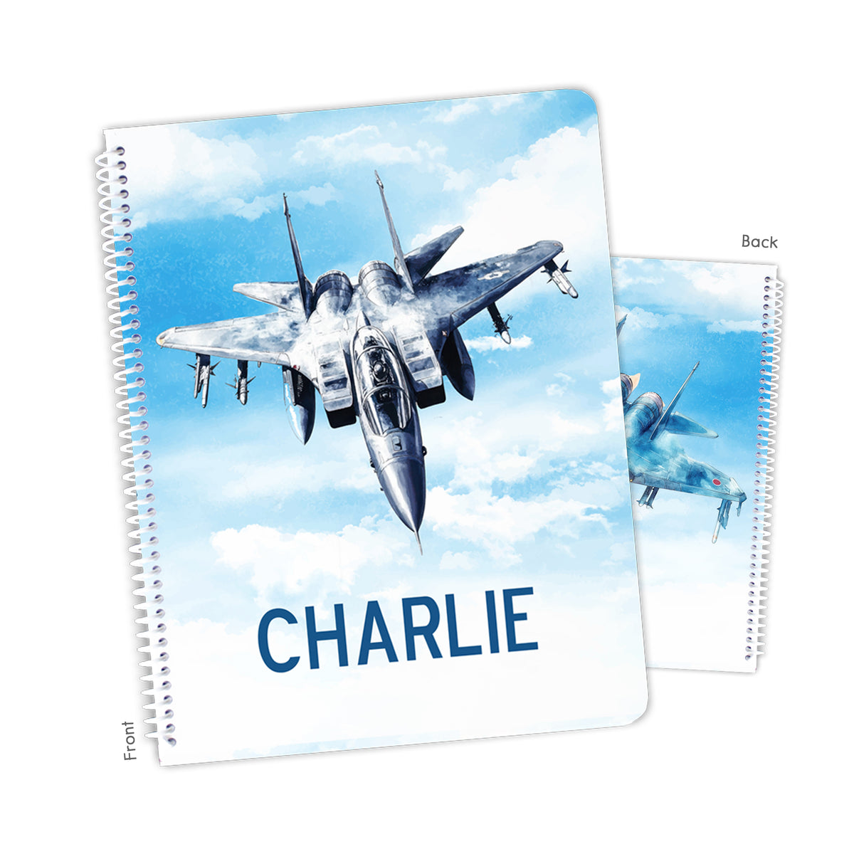 Fighter Jet Military Airplane Personalized Custom Notebook or Sketchbook • School Office Supplies