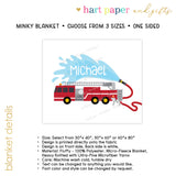 Firetruck Fire Minky Blanket Personalized Custom
