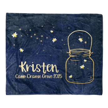 Firefly Camping Summer Camp Minky Blanket Personalized Custom