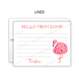 Pink Flamingo Summer Camp Camping Note Cards Stationery • Fill in Blank, Lined or Blank Cards