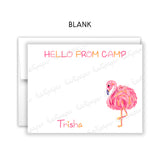 Pink Flamingo Summer Camp Camping Note Cards Stationery • Fill in Blank, Lined or Blank Cards