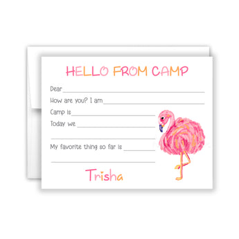 Pink Flamingo Summer Camp Camping Note Cards Stationery • Fill in Blank, Lined or Blank Cards