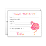 Pink Flamingo Summer Camp Camping Note Cards Stationery • Fill in Blank, Lined or Blank Cards