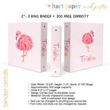 Pink Flamingo Animal Personalized 2" 3 Ring Binder
