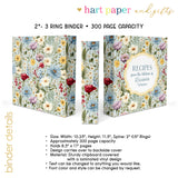 Rainbow Flowers Personalized 2" 3 Ring Recipe Book Binder