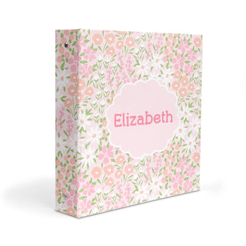 Pink Flowers Personalized 2" 3 Ring Binder