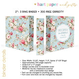 Flowers Personalized 2" 3 Ring Recipe Book Binder