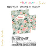 Green Pink Flowers Personalized 2-Pocket Folder