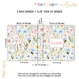 Pastel Flowers Personalized 2" 3 Ring Binder